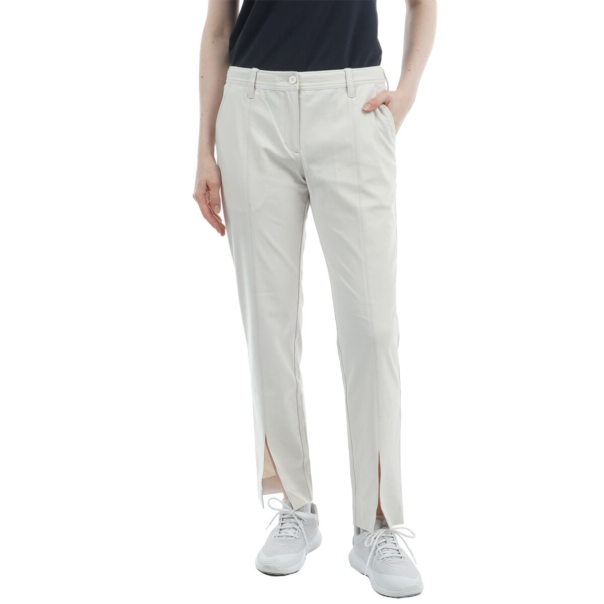 BRIEFING ホワイト　レディース S ストレッチ　パンツ　ブリーフィング セール・アウトレット】クリース スリットパンツ レディス(ロング