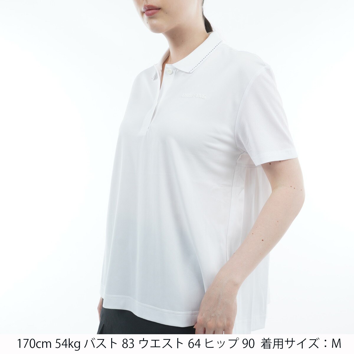 【美品】BRIEFING　バックプリーツ RF 半袖ポロシャツ　ホワイト　S バックプリーツ RF 半袖ポロシャツ レディス(半袖シャツ・ポロシャツ