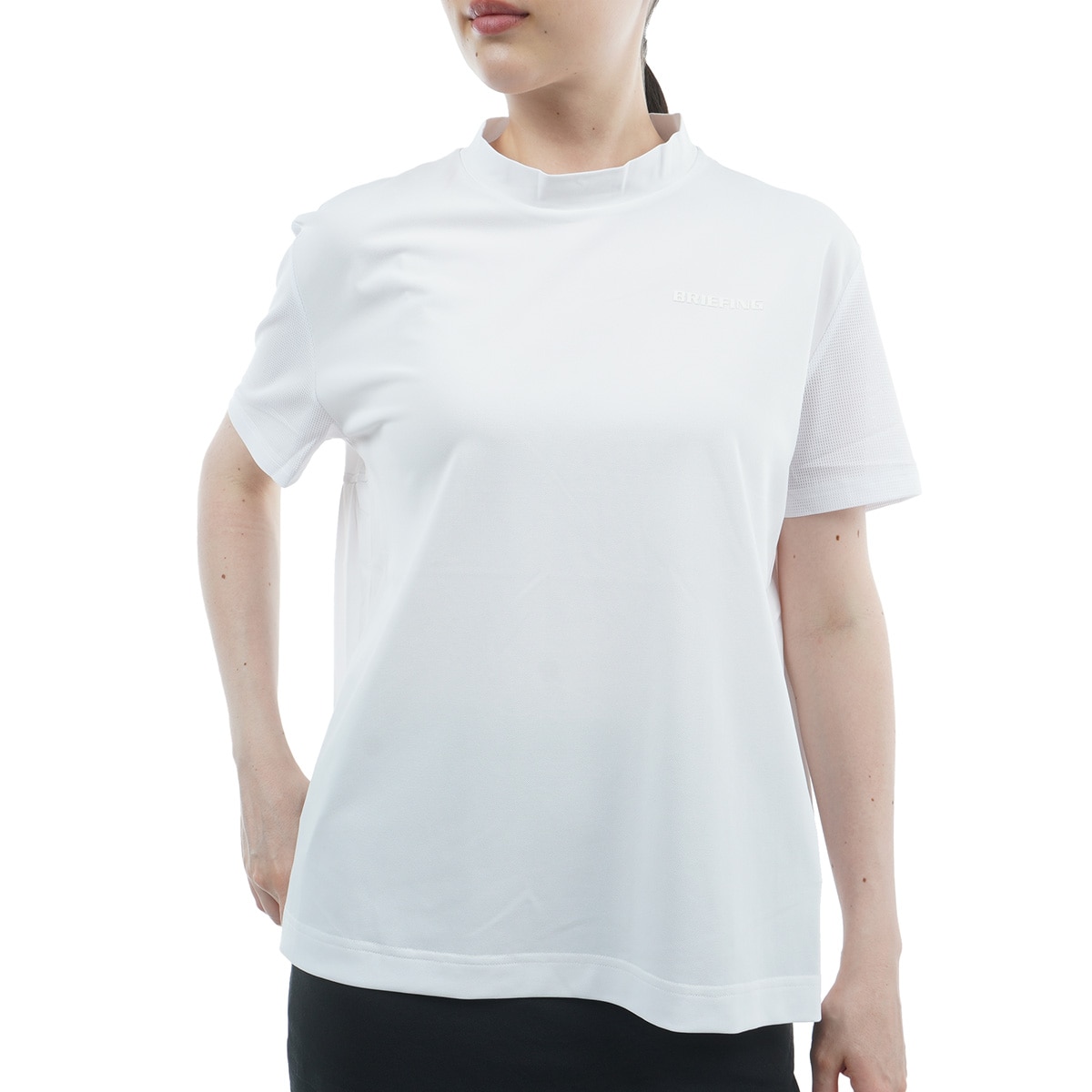 【美品】BRIEFING　バックプリーツ RF 半袖ポロシャツ　ホワイト　S バックプリーツ RF 半袖ポロシャツ レディス(半袖シャツ