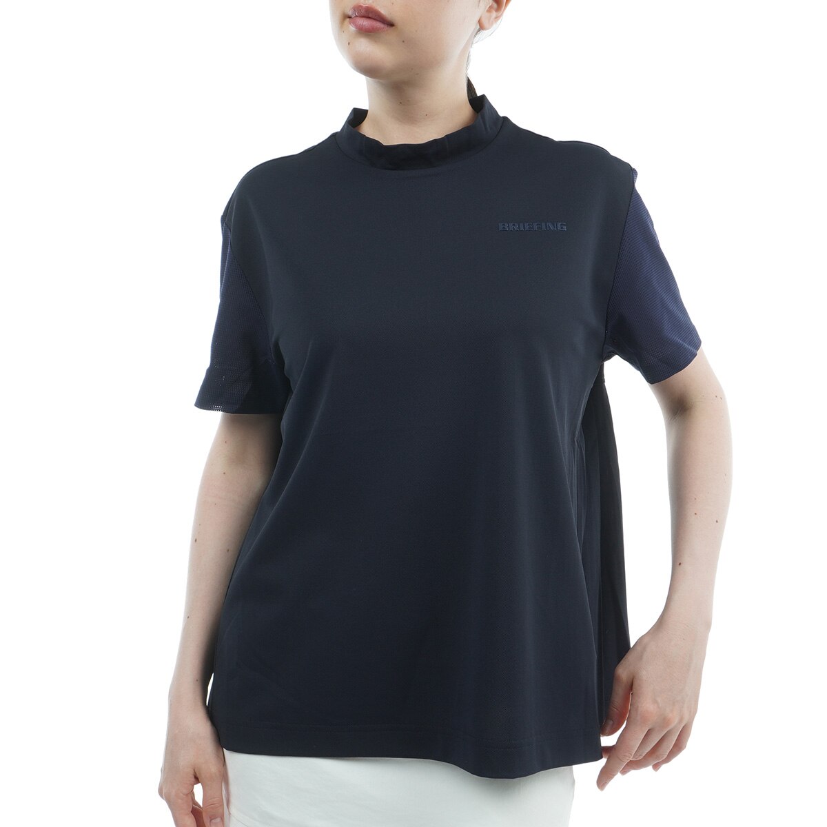 【美品】BRIEFING　バックプリーツ RF 半袖ポロシャツ　ホワイト　S バックプリーツ RF 半袖ポロシャツ レディス(半袖シャツ