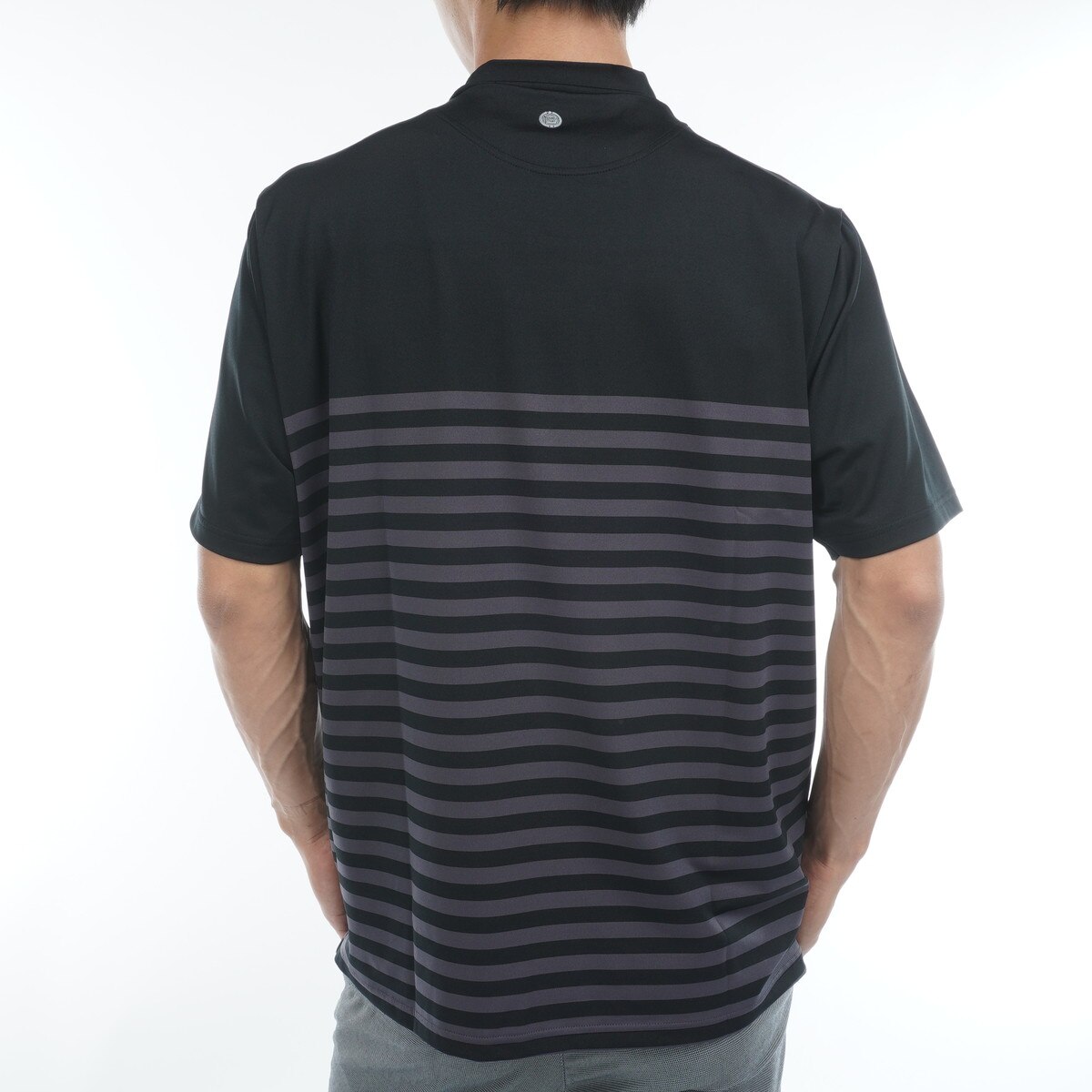 セール・アウトレット】シャドウ ストライプ RF ハイネック半袖シャツ