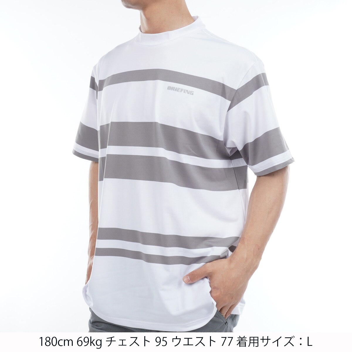 パネル ストライプ RF ハイネック半袖シャツ(半袖シャツ