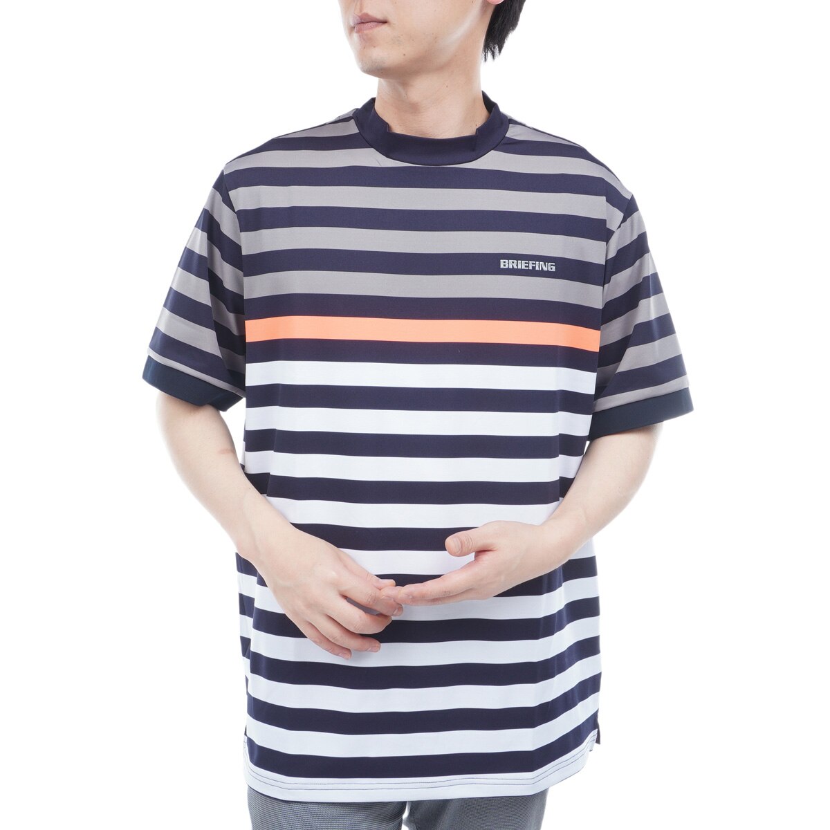 マリン ストライプ RF ハイネック半袖シャツ(半袖シャツ・ポロシャツ