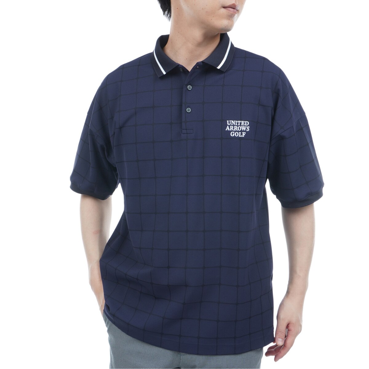 ユナイテッドアローズゴルフAddElm 青 ポロシャツ 半袖 M 美品】UNITED ARROWS GOLF ゴルフ ポロシャツ ブルー