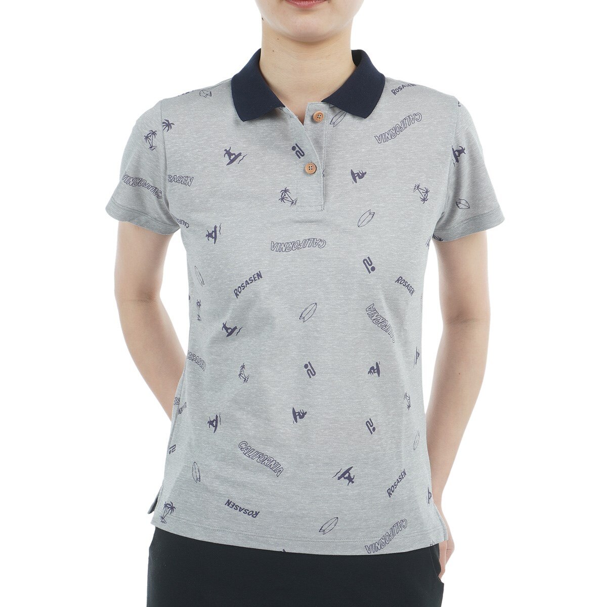 セール・アウトレット】飛び柄プリント 半袖ポロシャツ レディス