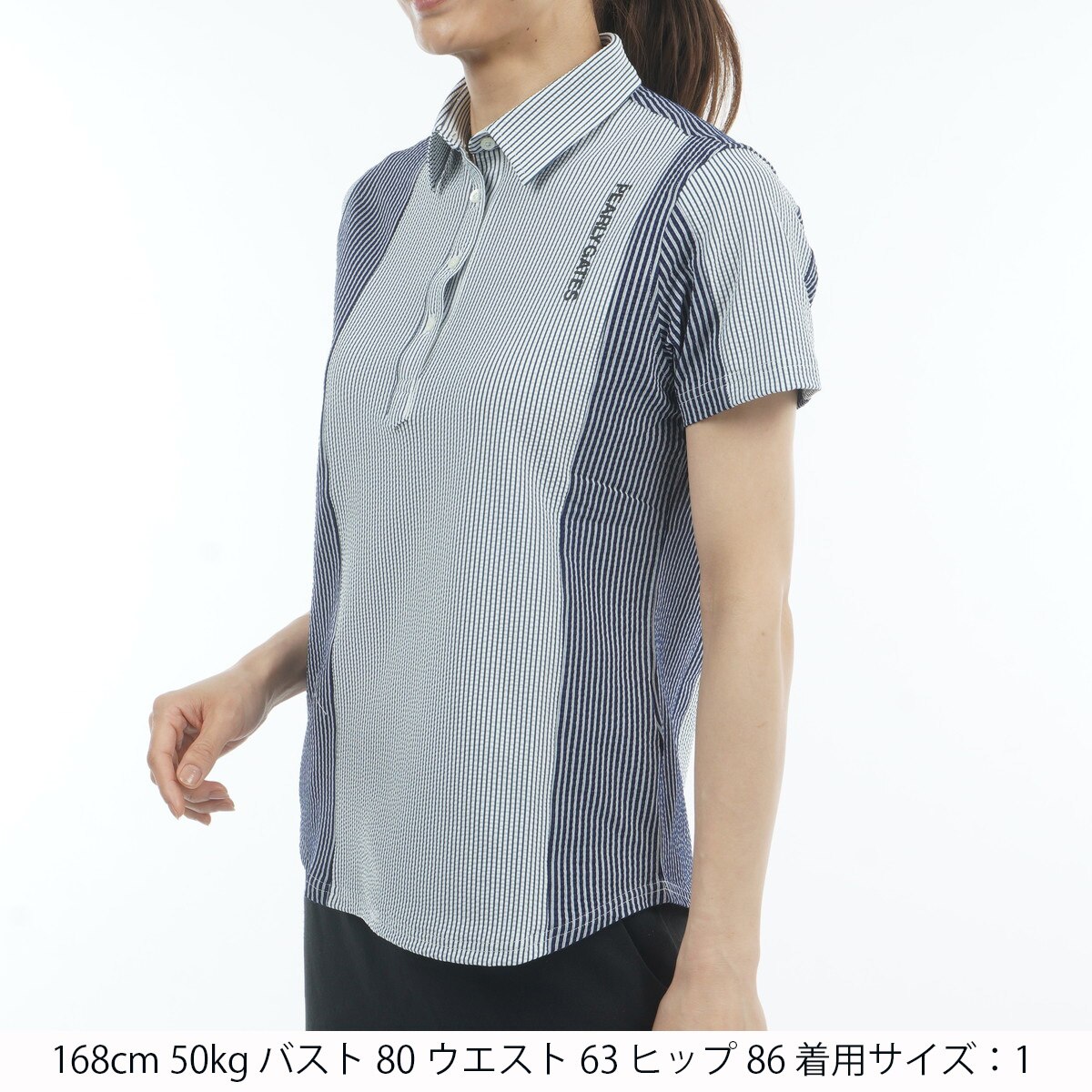 サッカーストライプ 半袖ポロシャツ レディス(半袖シャツ