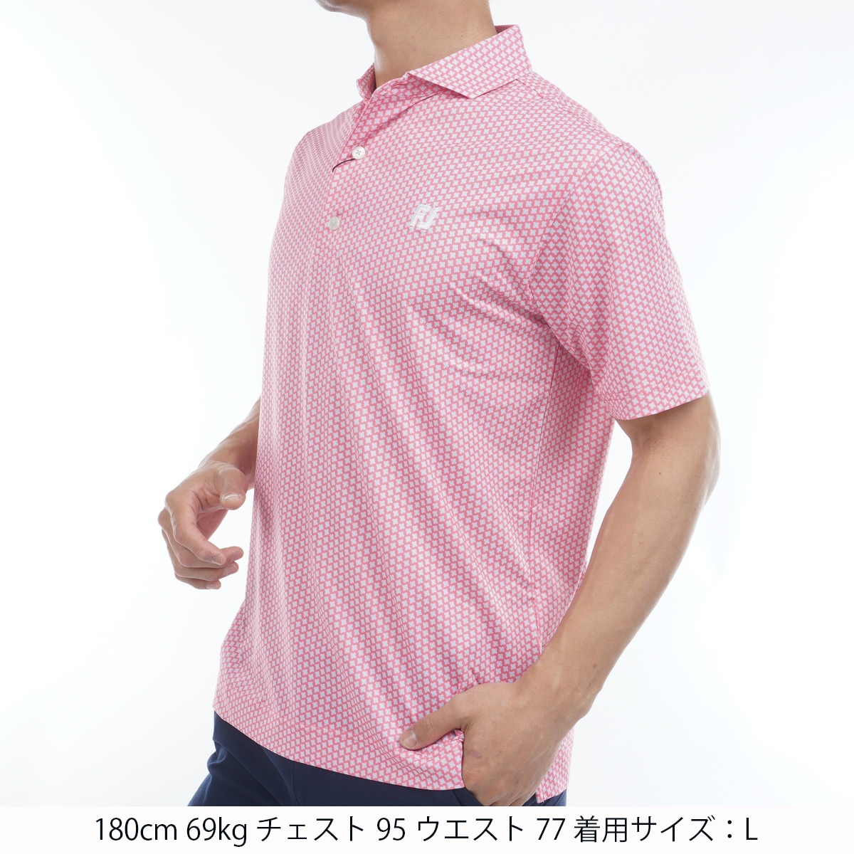 セール・アウトレット】ストレッチ ジオメトリックプリント 半袖