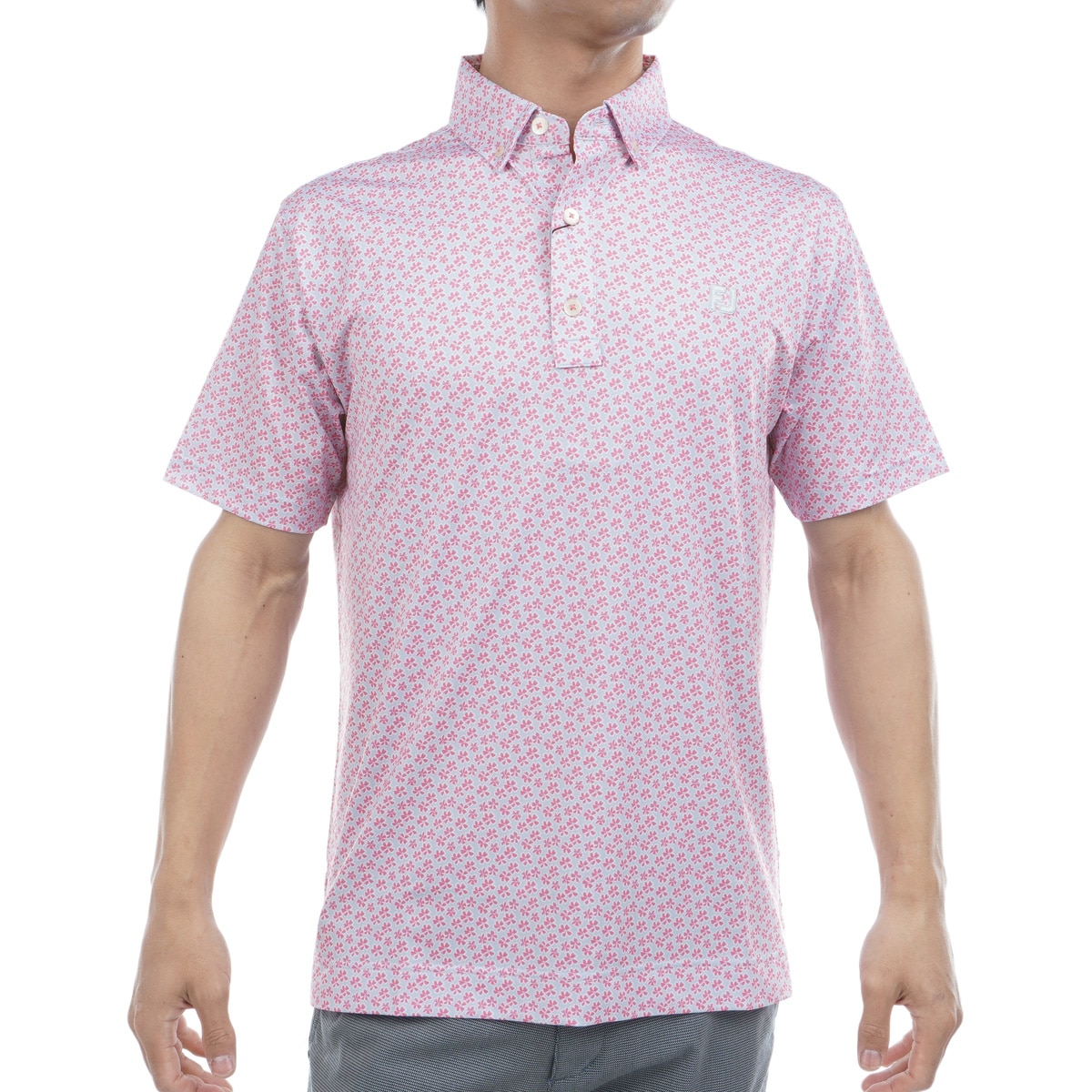 FOOTJOY(フットジョイ) ストレッチ ボタンプラケット プルオーバー FJ-S17-M01(ヘザーグレー)Ｌ セール・アウトレットストレッチ フラワープリント半袖ボタンダウン