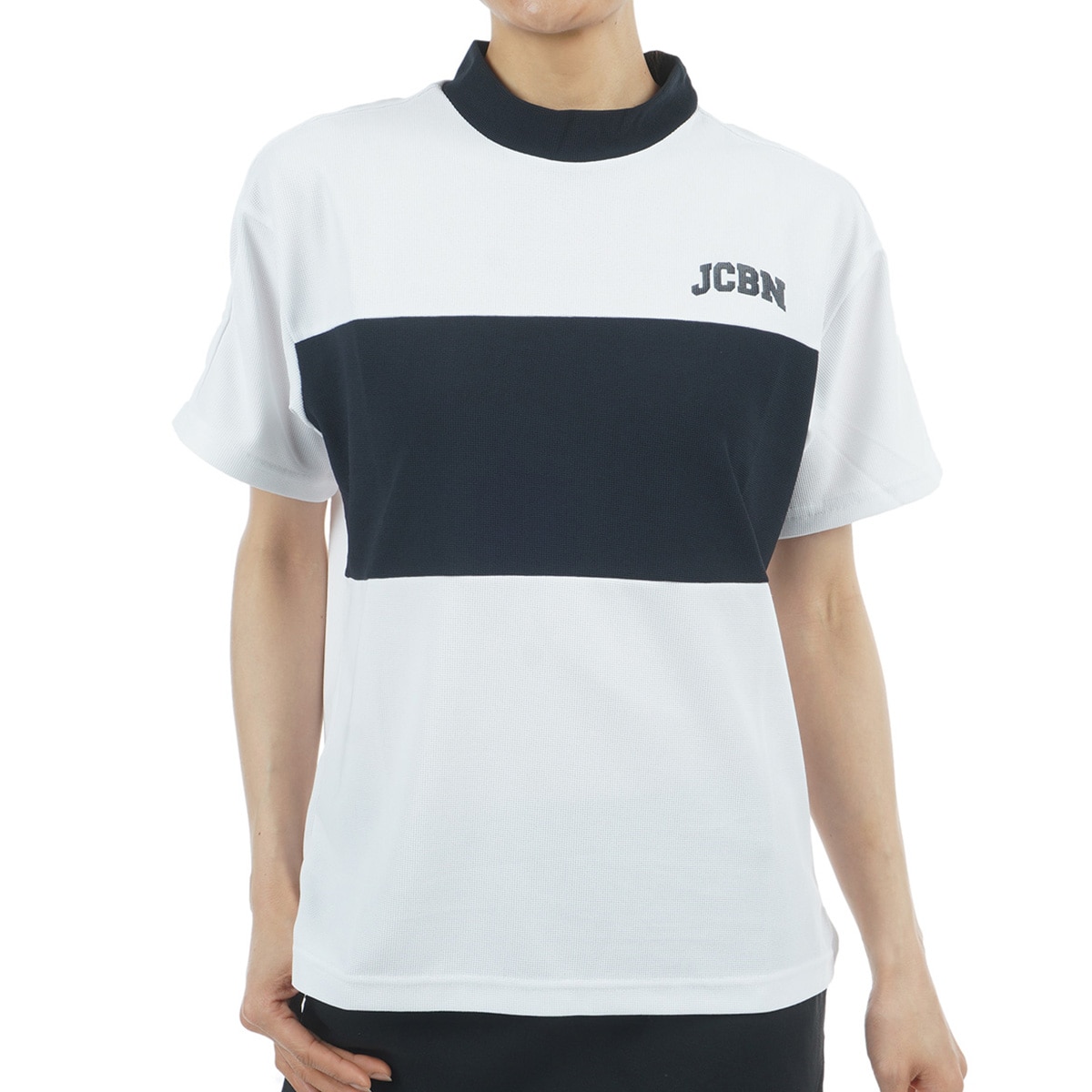 セール・アウトレット】ミニワッフル モックネック半袖シャツ レディス