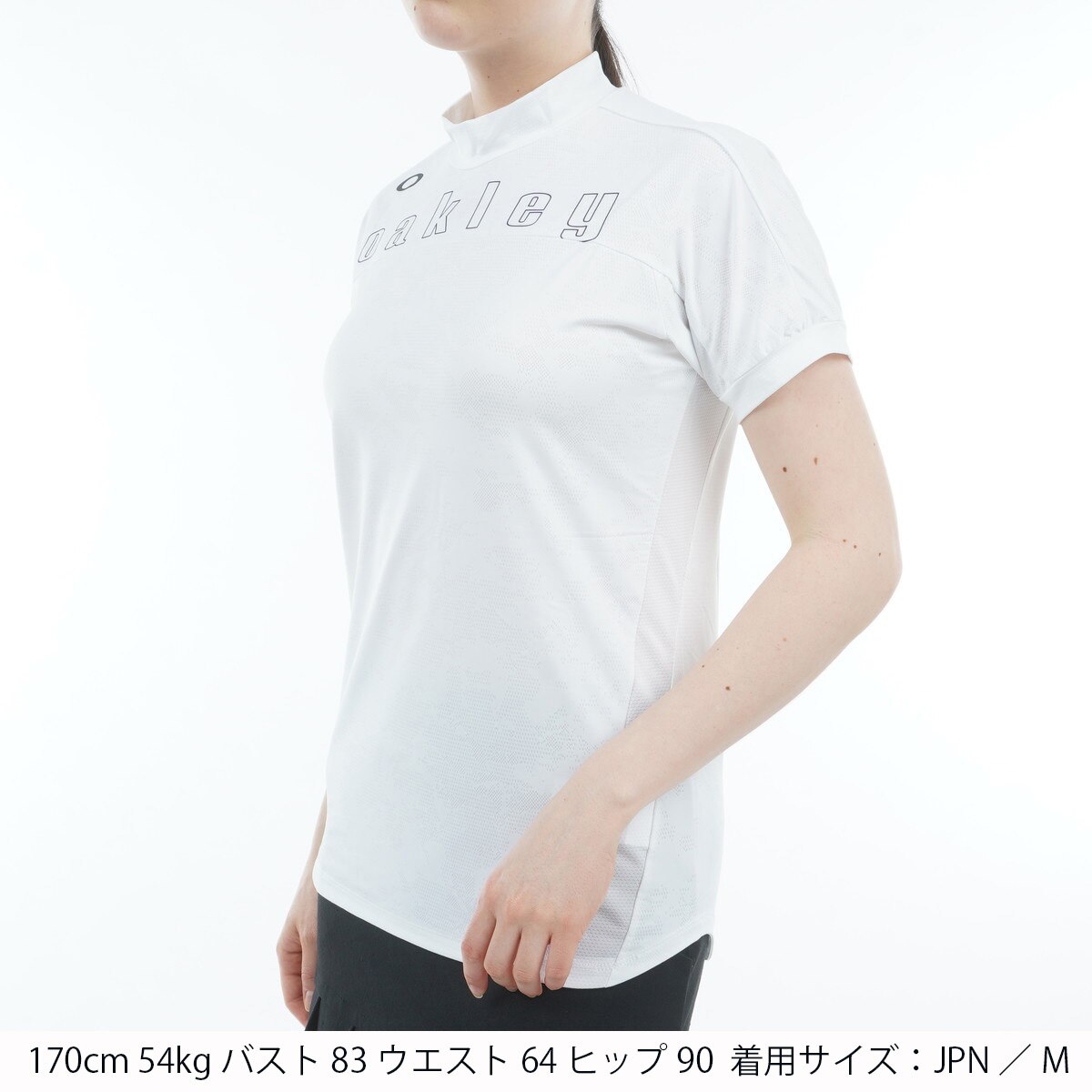 ELEVATE ショルダーロゴ ストレッチ モックネック半袖シャツ レディス