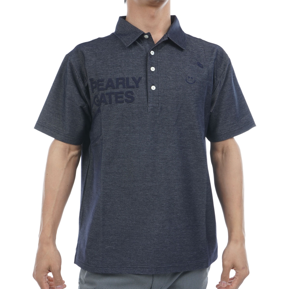 先染めデニム調ツイル 半袖ポロシャツ(半袖シャツ・ポロシャツ)|PEARLY