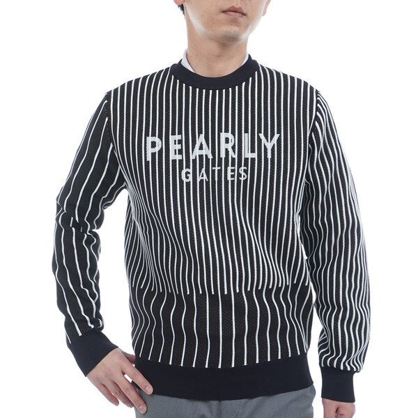 ストライプ 丸首セーター(中間着(セーター、トレーナー))|PEARLY GATES 