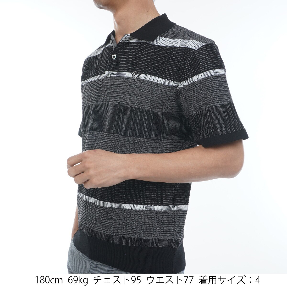 セール・アウトレット】12Gボーダー地柄 半袖ニットポロシャツ(半袖