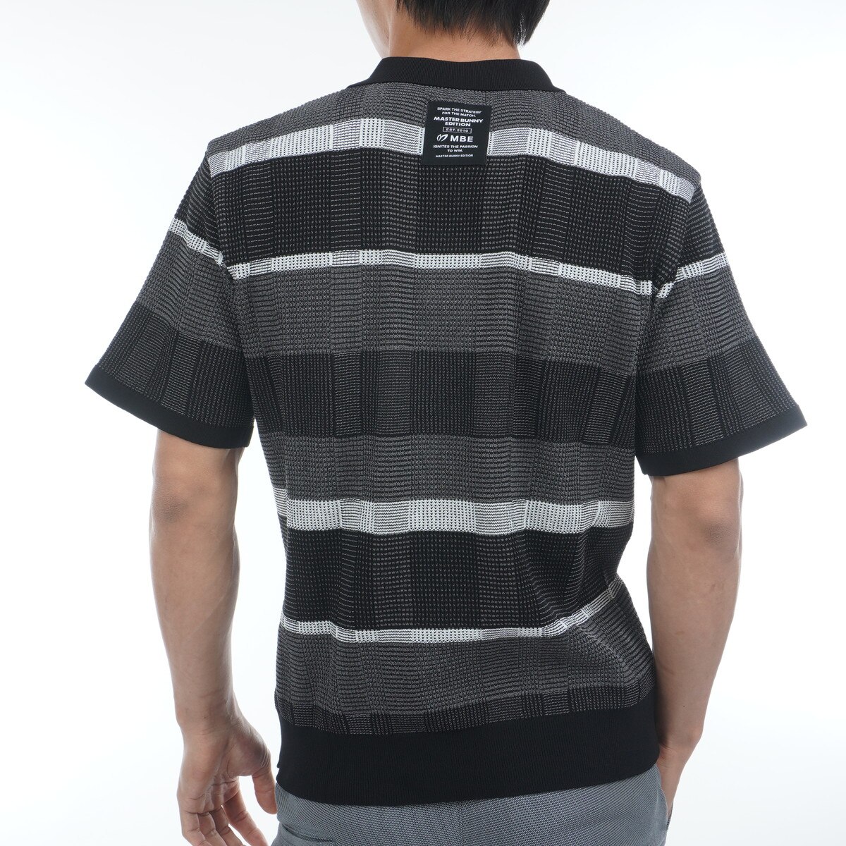 セール・アウトレット】12Gボーダー地柄 半袖ニットポロシャツ(半袖