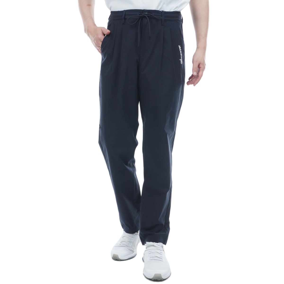 ネイビー ジャックバニー 4 サイズ M ポケットロゴ パンツ ゴルフウェア ドットエアー ツータック テーパードパンツ(ロングパンツ)|Jack Bunny