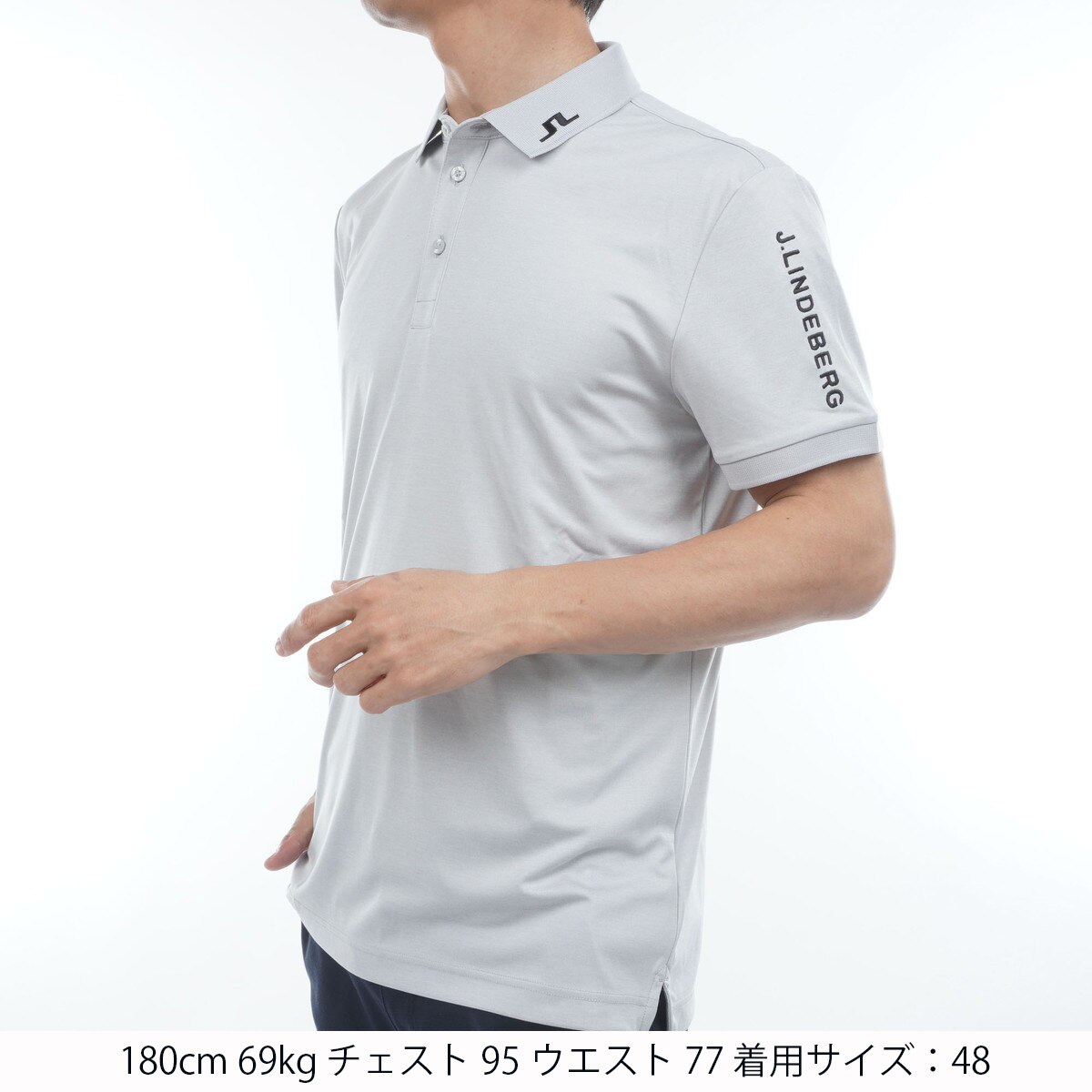 ストレッチ 袖ロゴ刺繍 半袖ポロシャツ(半袖シャツ・ポロシャツ)|J