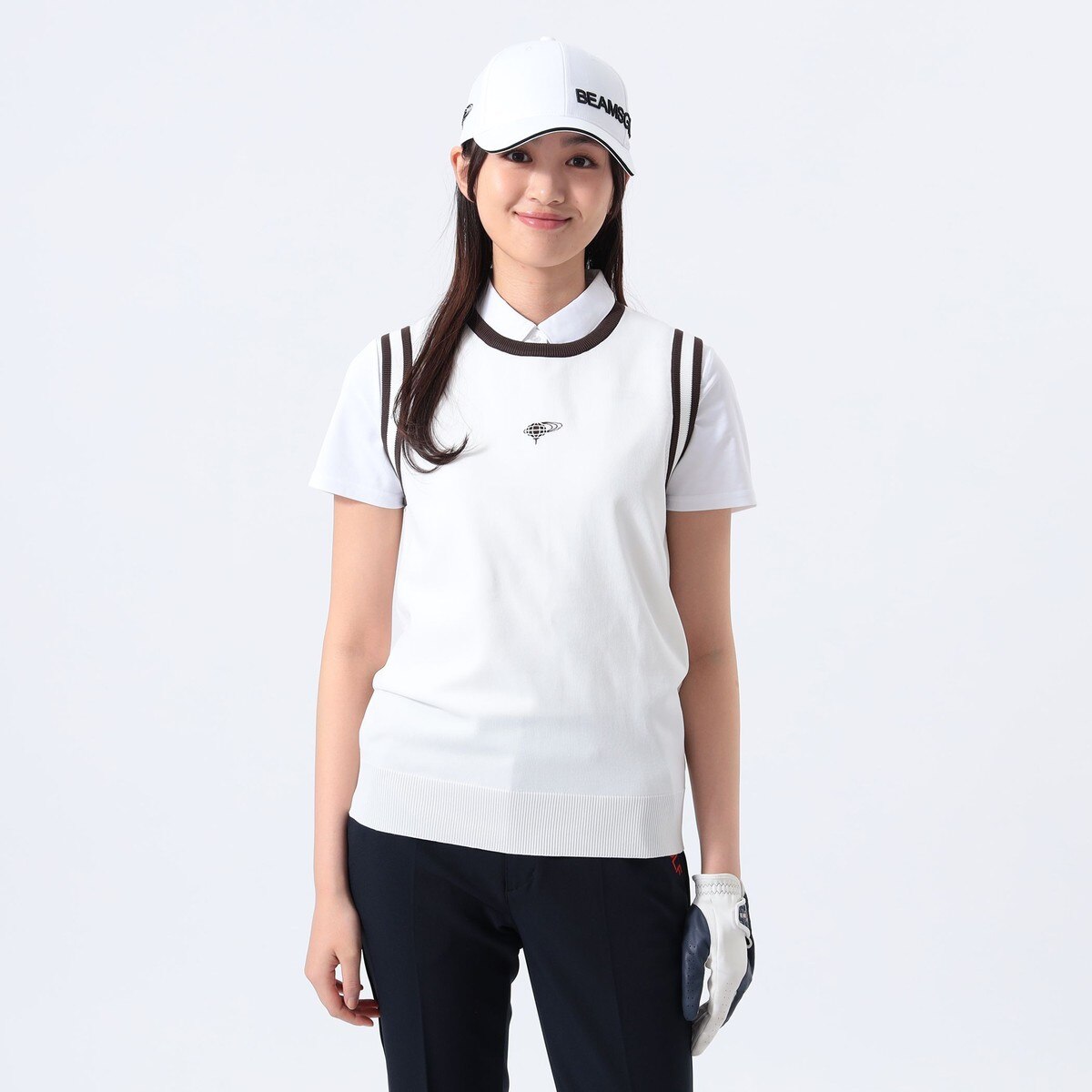 BEAMS - ビームスゴルフ　ベスト　レディース BEAMS GOLF ベスト ジレ ORANGE LABEL / フロントボタン ニット