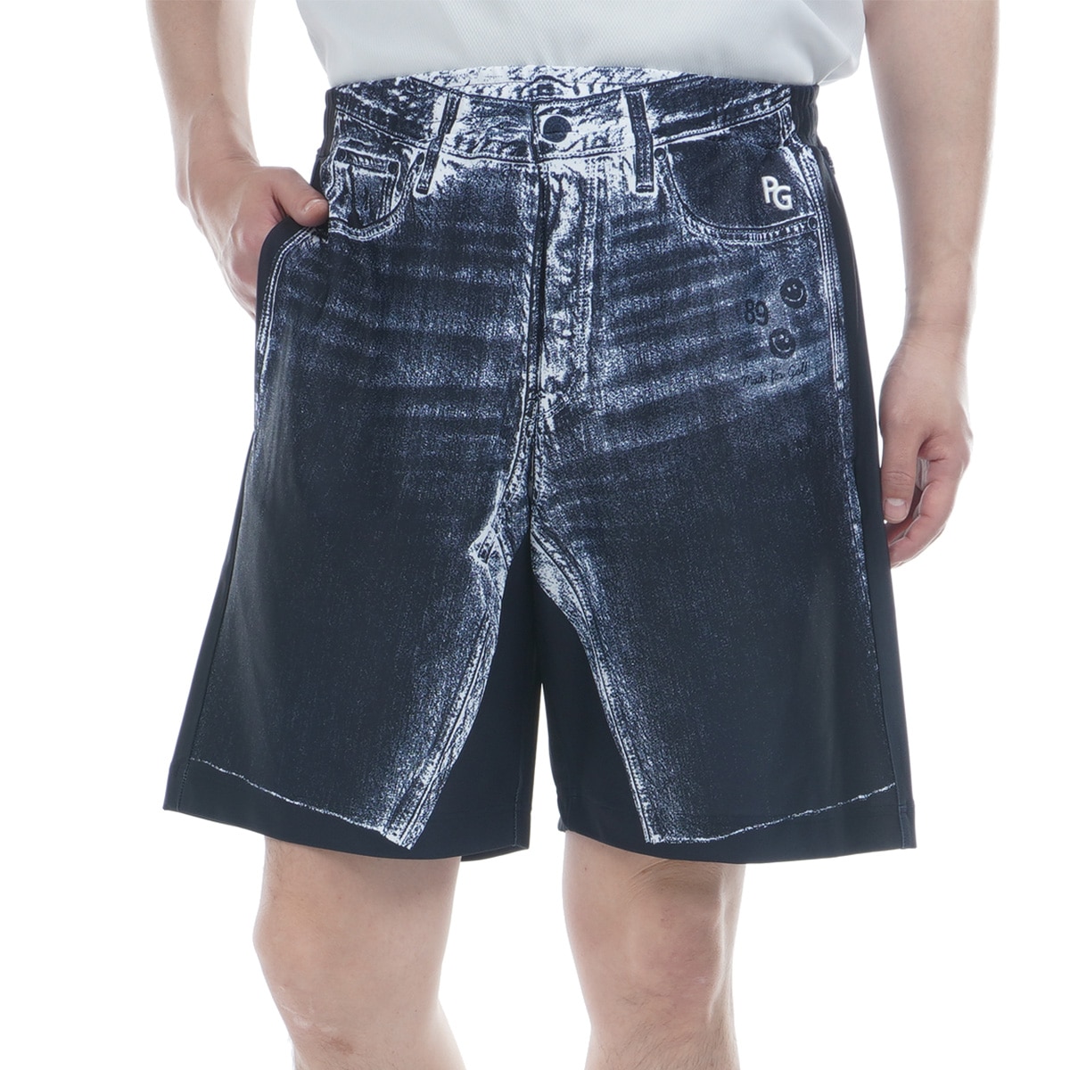 パーリーゲイツ》新品 ハート＆ロゴ総柄 ストレッチゴルフパンツ