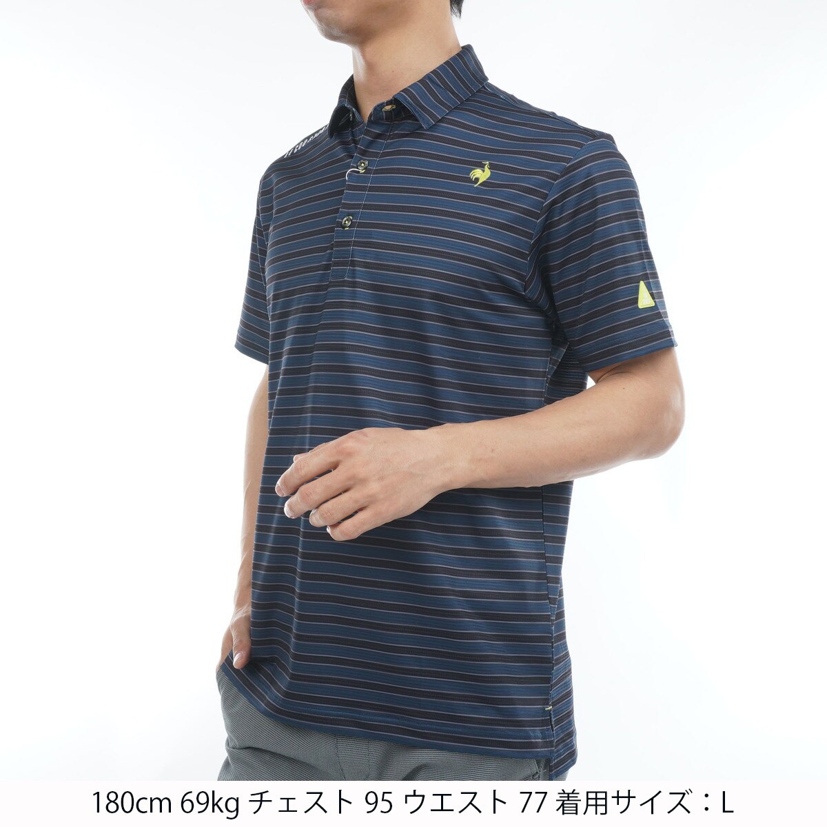 未使用品❗️【ラッセルノ】ビックロゴ 星柄 ストレッチゴルフ半袖ポロシャツ6 ゴルフウェア ポロシャツ 半袖 ストレッチフォーサー 小柄