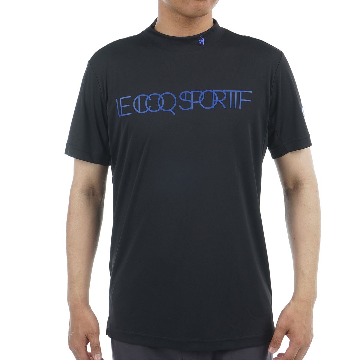 ストレッチフォーサー カラーブロック柄 モックネック半袖シャツ