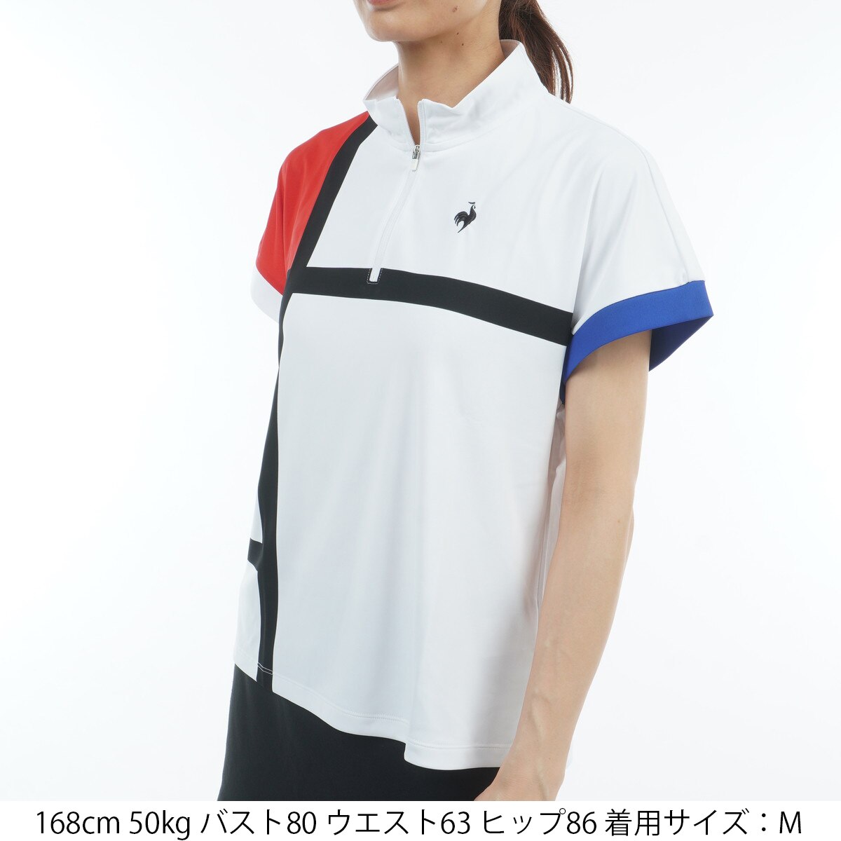 ゴルフィッカーズ　GDO限定 ストレッチ ハーフジップ・ワイド半袖ポロシャツ FLAG ON CREW ハーフジップカットソー メンズ 長袖 ポロシャツ