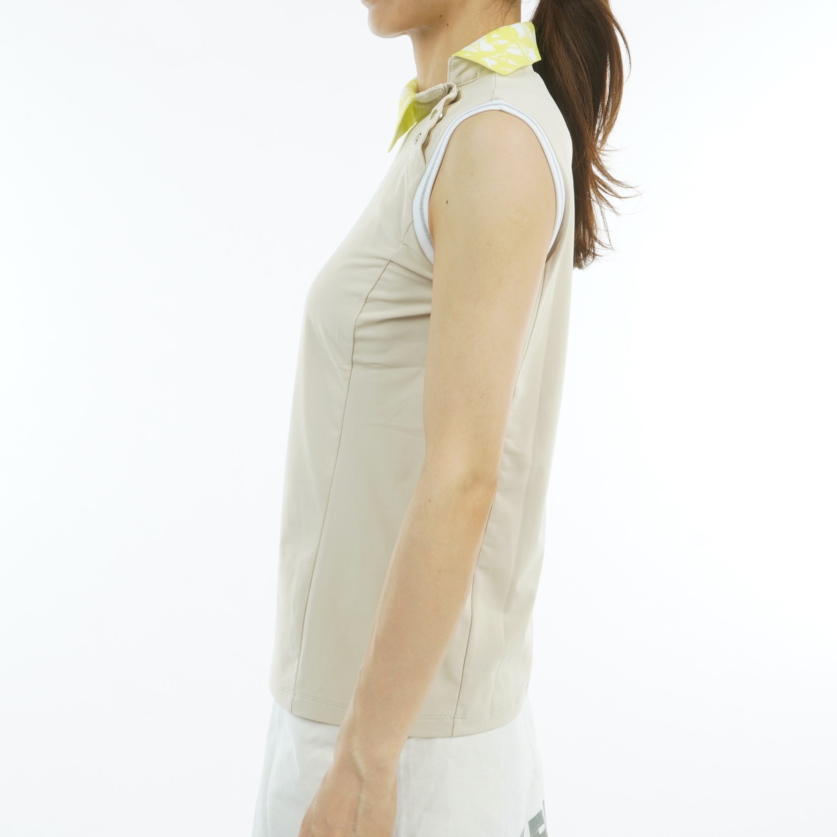 ルコックスポルティフ ゴルフ　Le coq sportif GOLF　RIJOUME ストレッチ リーフ柄 スリーブレスポロシャツ　レディス セール・アウトレット】RIJOUME ストレッチ リーフ柄 スリーブレス