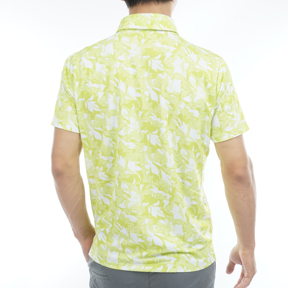 RIJOUME ストレッチフォーサー リーフ柄 半袖ポロシャツ(半袖シャツ