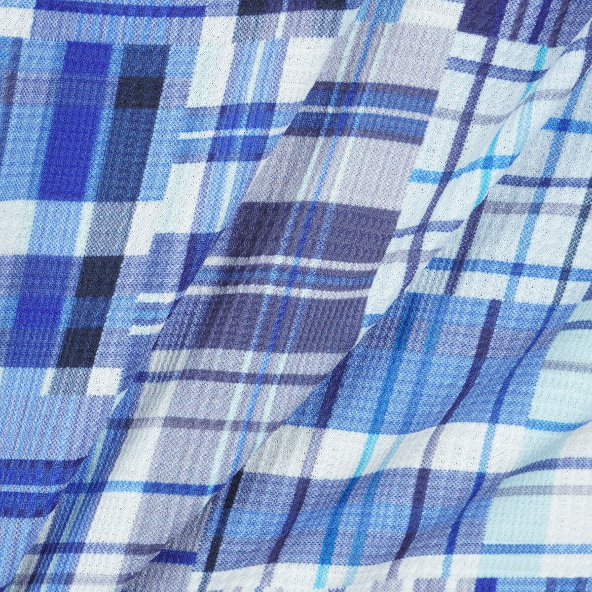 SEASON ストレッチ マドラスチェック総柄プリント半袖ポロシャツ(半袖