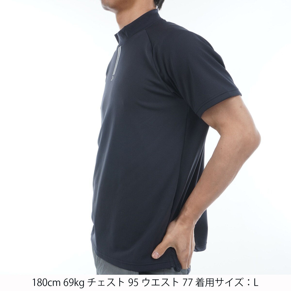 新品　ZERO HALLIBURTON 半袖モックネックシャツ　メンズL ZERO HALLIBURTON ゼロハリバートン モックネックシャツ
