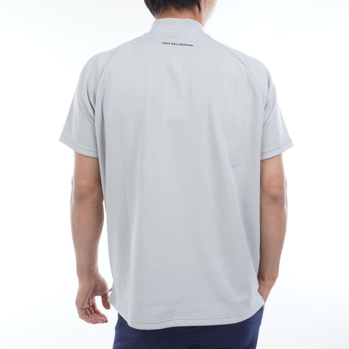 ゼロハリバートンゴルフ モックネックシャツ 半袖 M シルバーグレー ゼロハリバートンゴルフ モックネックシャツ 半袖 M シルバー