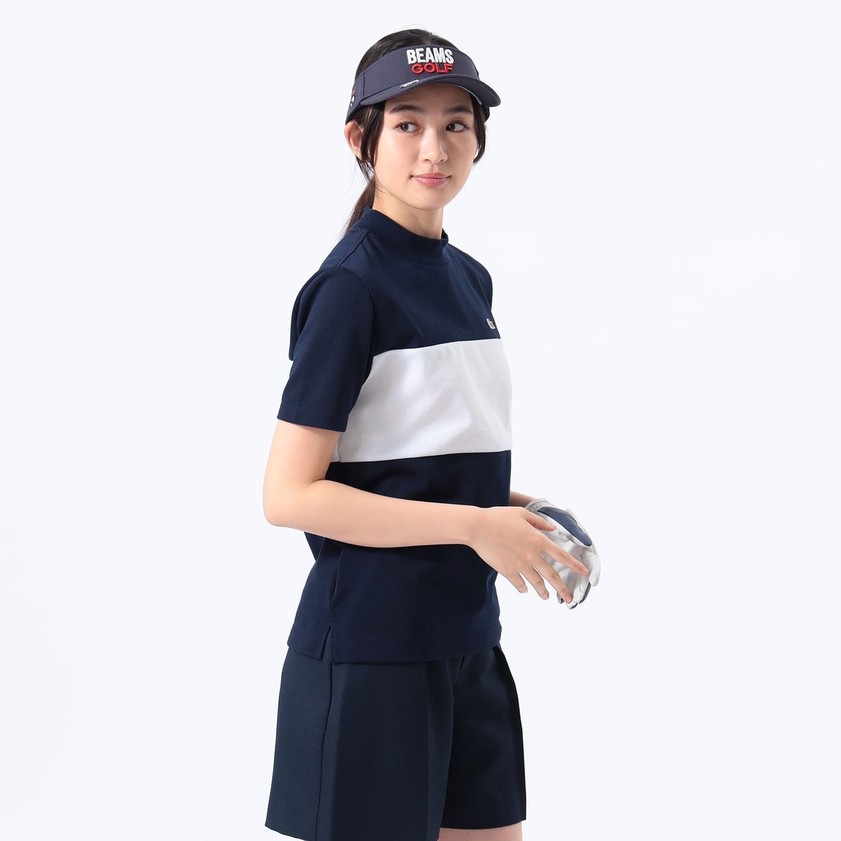 別注 LACOSTE 鹿の子 パネル モックネックシャツ レディス(半袖シャツ