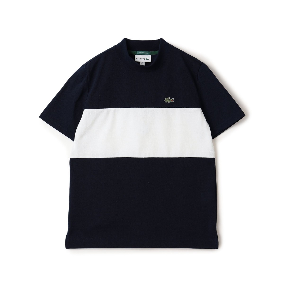 別注 LACOSTE 鹿の子 パネル モックネックシャツ レディス(半袖シャツ