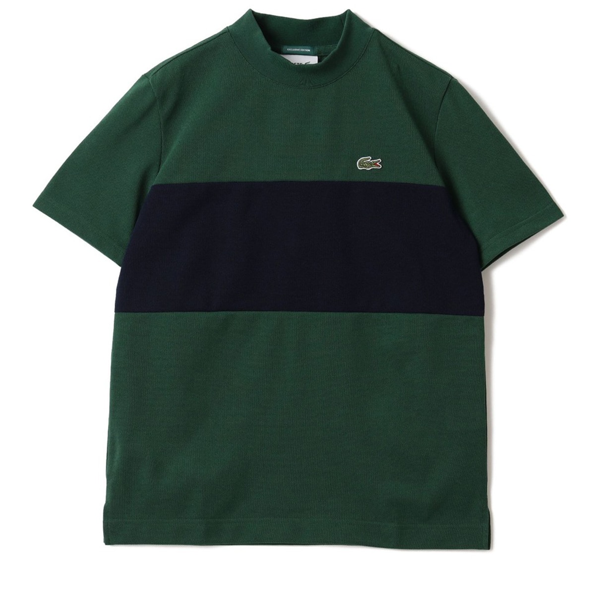別注 LACOSTE 鹿の子 パネル モックネックシャツ レディス(半袖