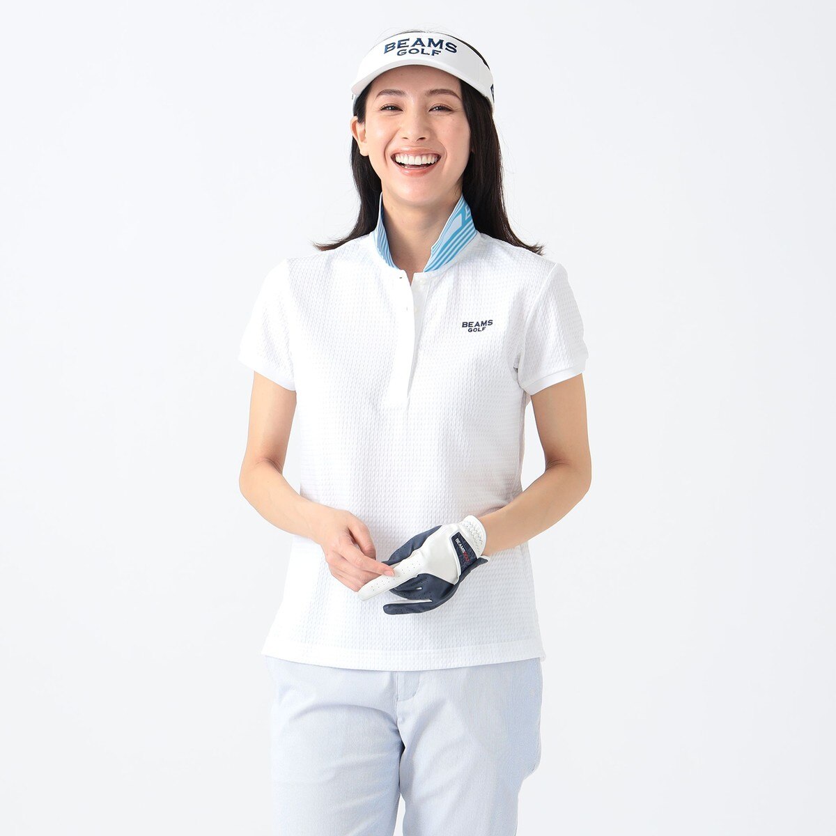 ビームスゴルフ ポロシャツ パープルレーベル ホワイト Mサイズ レディース BEAMS GOLF PURPLE LABEL(ビームスゴルフパープルレーベル