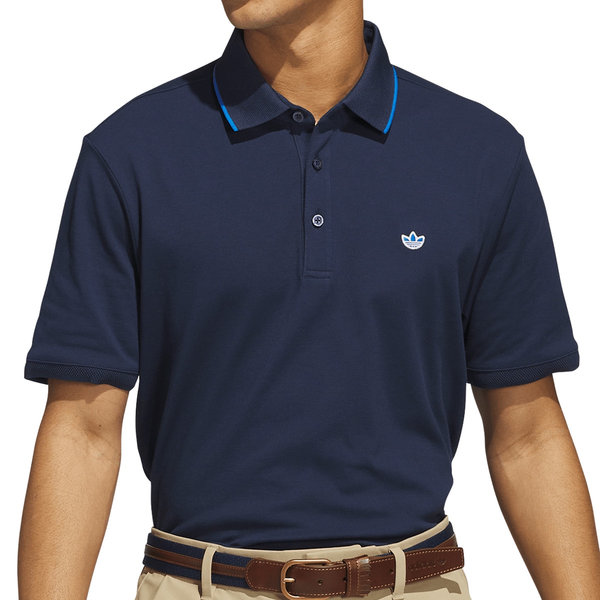 ストレッチ ツイストニット ワンポイントロゴ 半袖ポロシャツ