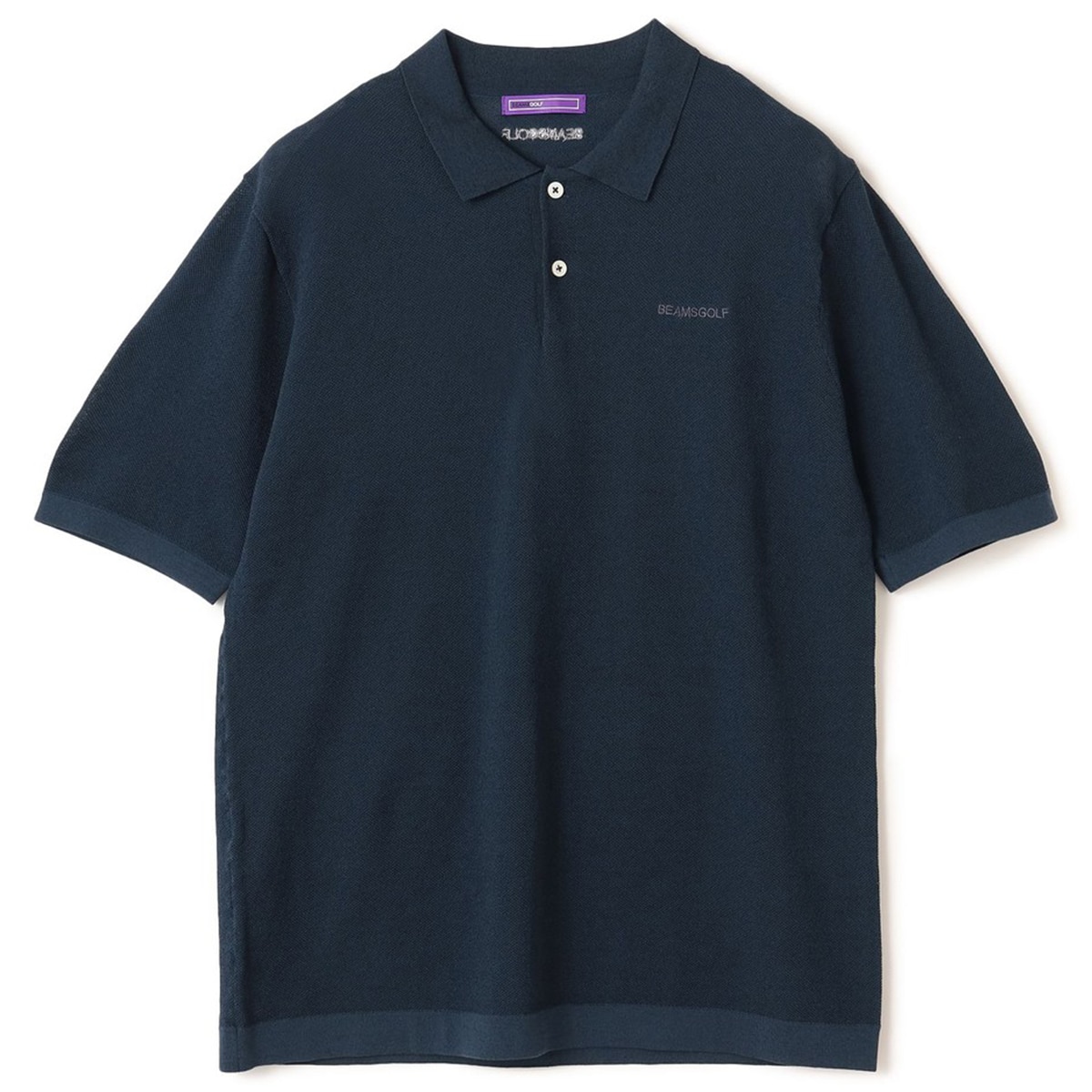 BEAMS GOLF PURPLE LABAL ポロシャツM ブルー PURPLE LABEL 麻混 ニットポロシャツ(半袖シャツ・ポロシャツ