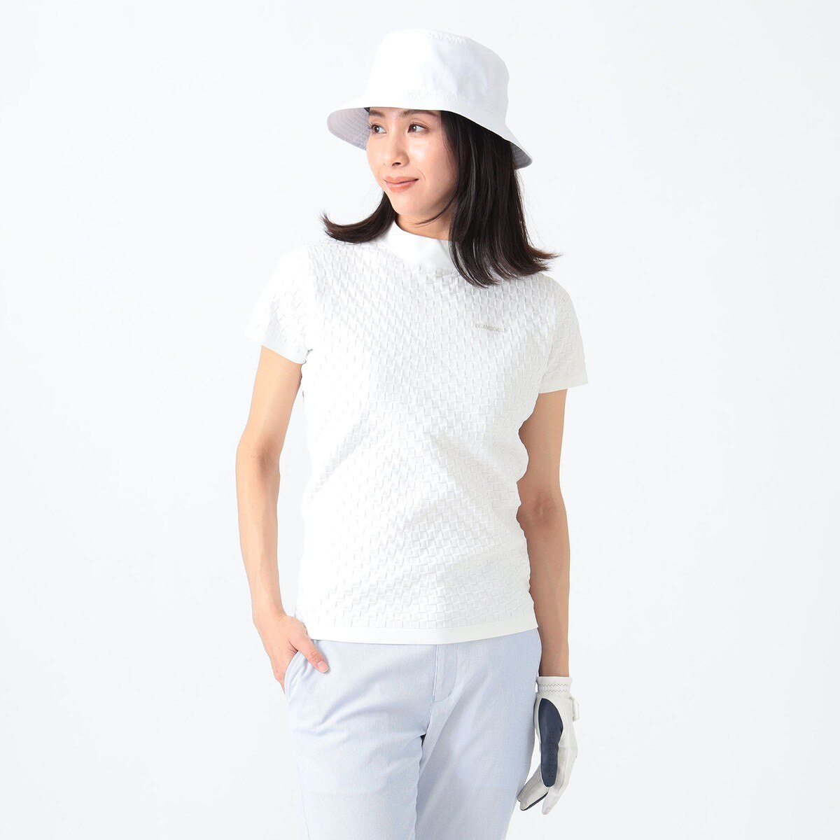 PURPLE LABEL バスケット編み モックネック ニット レディス