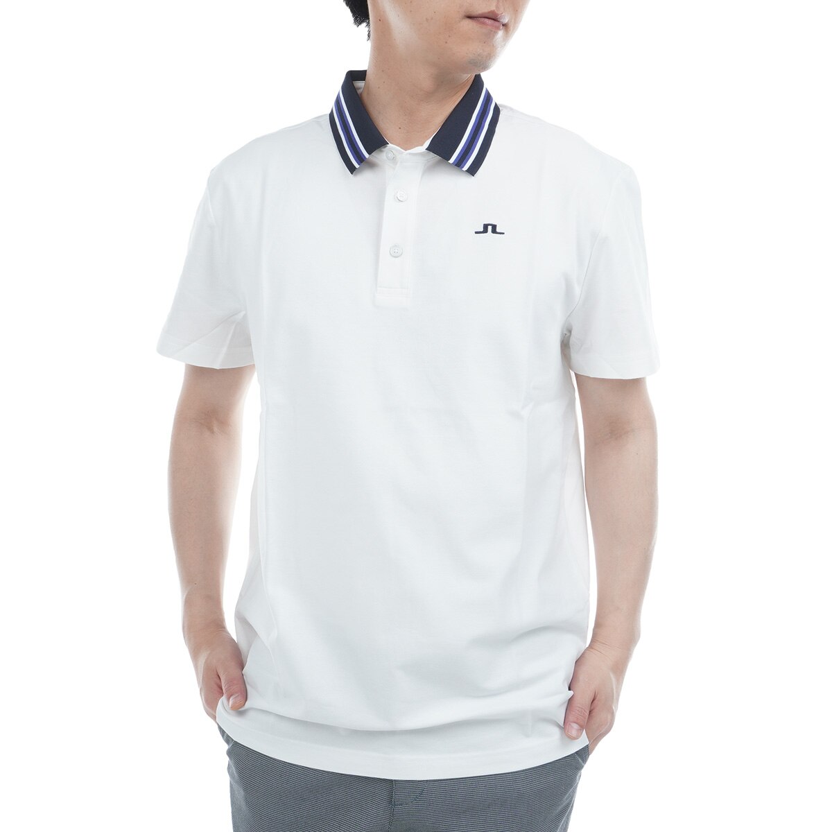 新品未使用品　J.LINDEBERG　ゴルフ　長袖ハーフジップシャツ　ブラックＬ J.LINDEBERG（ジェイリンドバーグ）半袖ポロシャツ(44 ホワイト