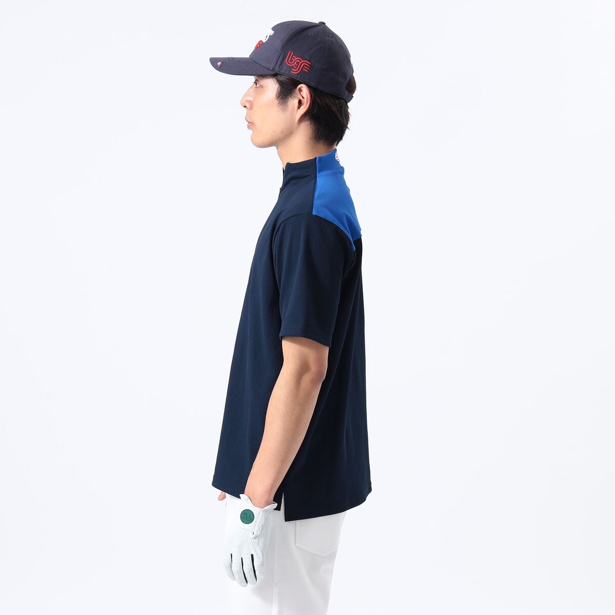 新品　BEAMS GOLF ビームスゴルフ　半袖ハーフジップシャツ　S BEAMS GOLF ビームスゴルフ ハーフジップ半袖Tシャツ ネイビー系