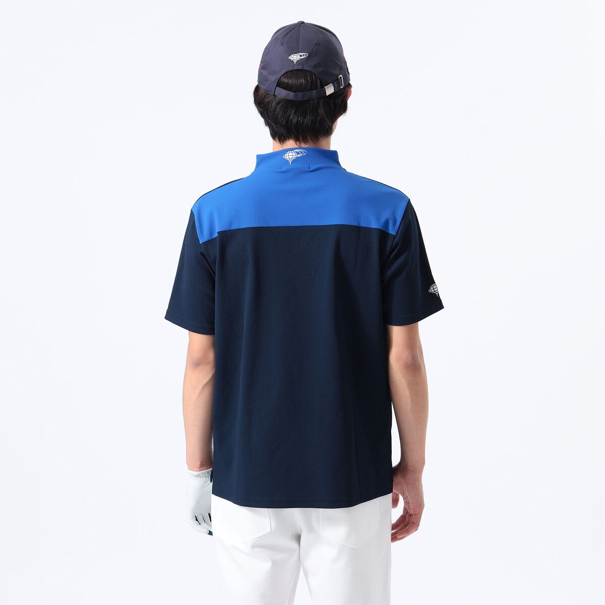 ORANGE LABEL 切り替え ハーフジップ モックネックシャツ(半袖