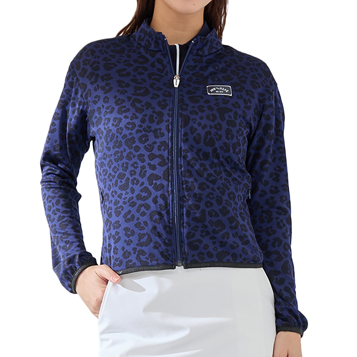 吸水速乾 ストレッチ アニマル柄ジャカード UVライトブルゾン レディス