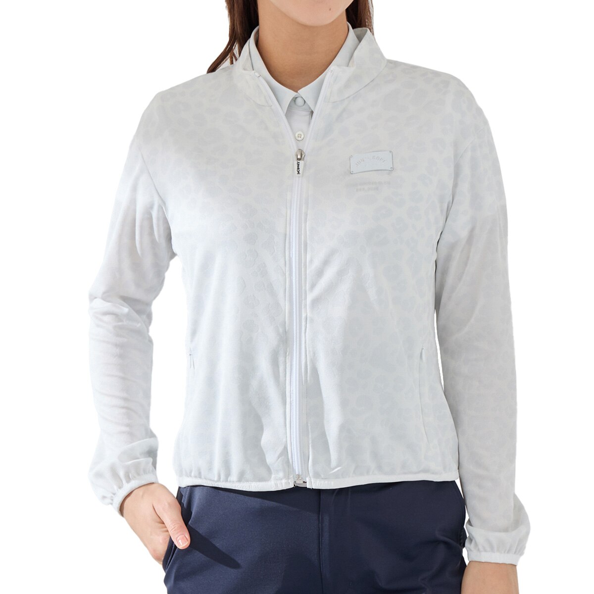 ジュン アンド ロペ　JUN & ROPE　吸水速乾 ストレッチ アニマル柄ジャカード UVライトブルゾン　レディス 吸水速乾 ストレッチ アニマル柄ジャカード UVライトブルゾン レディス