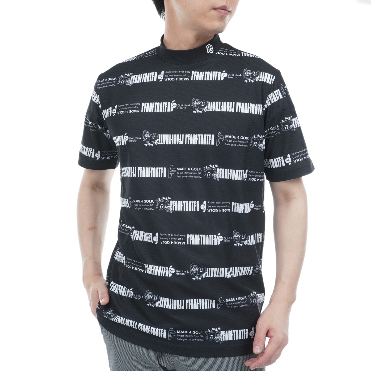 PEARLY GATES 半袖シャツ ボーダー メンズ サイズ5 速衣メッシュ ロゴバーコードボーダー柄 半袖シャツ(半袖シャツ