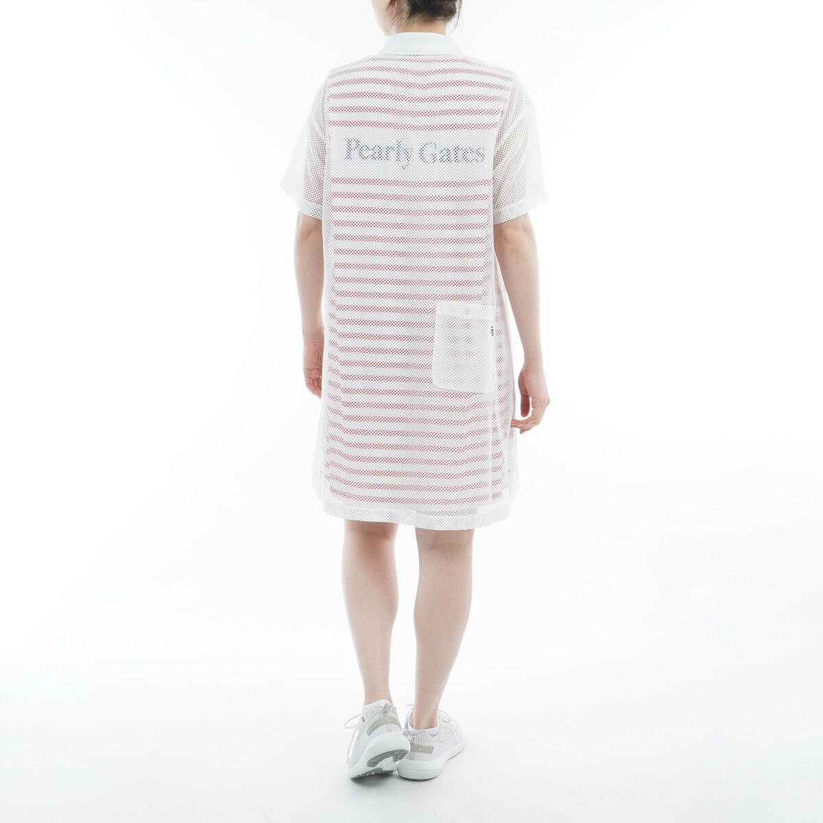 PEARLY GATES ポップコーンパネルボーダー ワンピース レディス フライスプリント ボーダーワンピース レディス(ワンピース