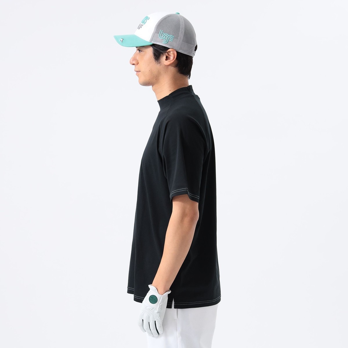 ORANGE LABEL ラグラン切り替え モックネックシャツ(半袖シャツ