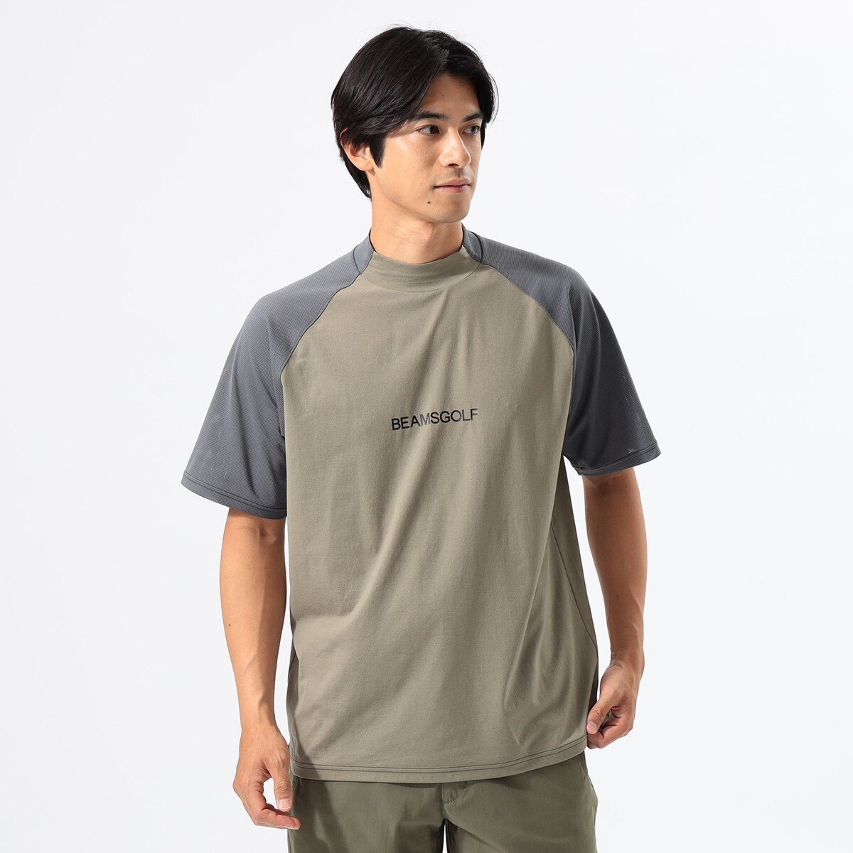 ORANGE LABEL ラグラン切り替え モックネックシャツ(半袖シャツ