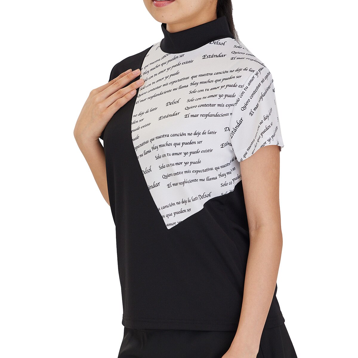 DELSOL デルソル  ハイネック半袖Tシャツ スカル  ブラック系  レディース 1240101231411_2.jpg