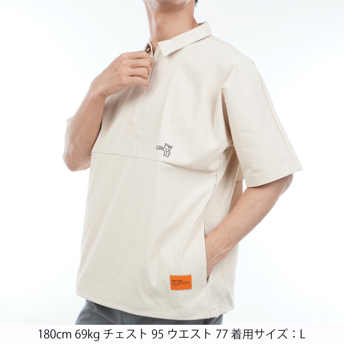 ストレッチ ハーフジップ 半袖ポロシャツ(半袖シャツ・ポロシャツ)|PW
