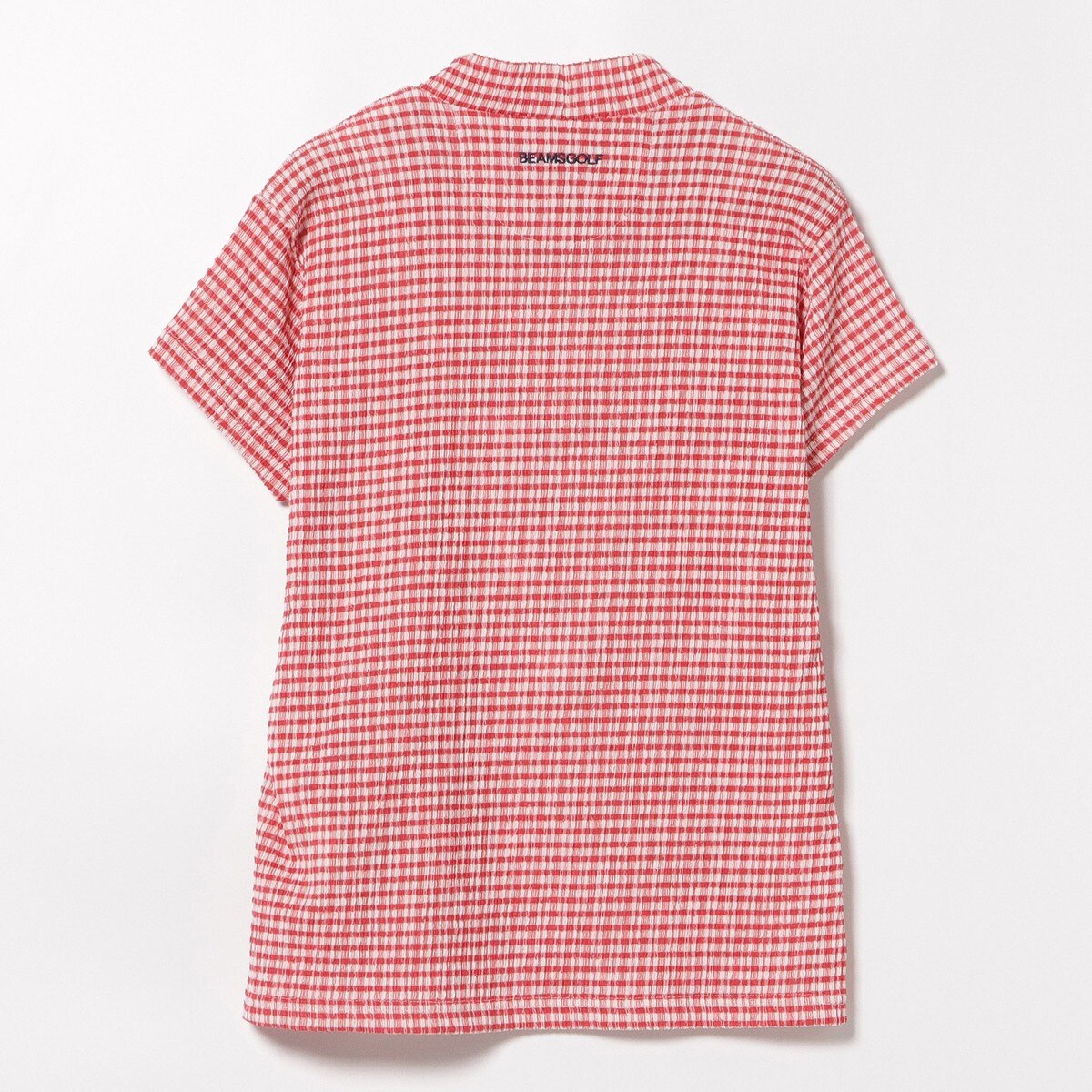PURPLE LABEL ギンガム フルーゼ 半袖 モックネック シャツ レディス