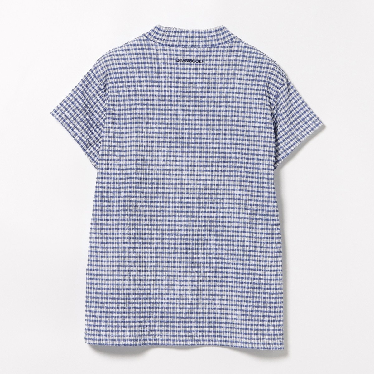 PURPLE LABEL ギンガム フルーゼ 半袖 モックネック シャツ レディス